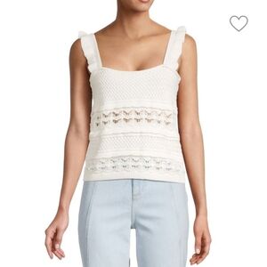 Knit Tank‎ Top White Medium Summer Fall Spring